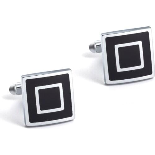 Personality New Style Square Black Enamel Cufflinks Fashion Mens French Shirt Cuff Links Mens Jewelry Accessories Gifts