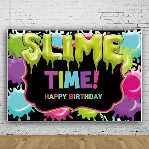 Handmade Painting Slime Time Children Game Party Backdrop Kids Birthday Room Table Decoration Baby Custom Vinyl Background Photo