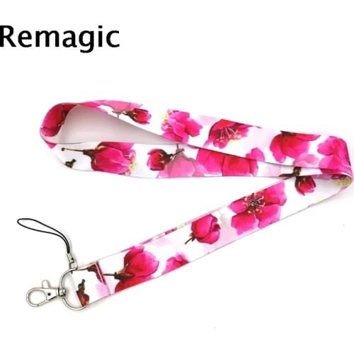 20pcs Red flowers vintage Neck Strap Lanyard keychain Mobile Phone Strap ID Badge Holder Rope Key Keyring cosplay Accessory Gift