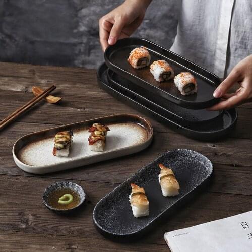 Japanese sushi plates, rectangular iron plates, ceramic tableware, dishes, dishes, creative household dishes