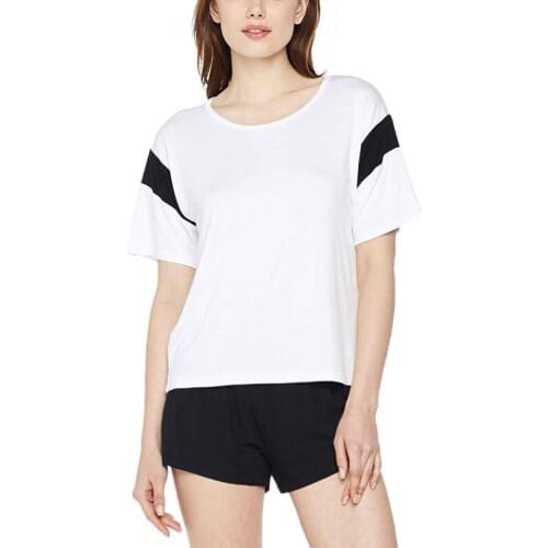 Stripe Patchwork Elasticity Womens Sleep Tops T-shirt Summer Short Sleeve Fashion Loose Casual Clothes 2019 T shirt Plus Size