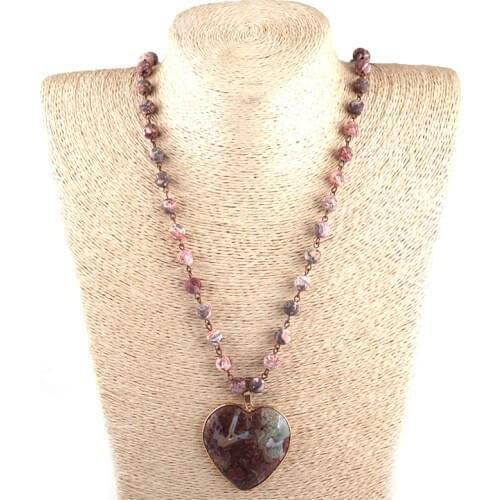 Fashion Handmade Picture Ja Stones leaf Pendant Long Necklace Women Jewelry