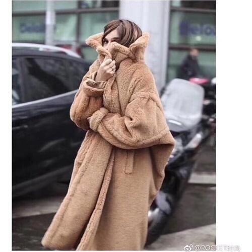 AU1053 New Arrival Fashion 100% Top Quality Teddy Bear Coats Real Sheep Wool Coat Russia Winter Extra Long Women Fur Overcoats