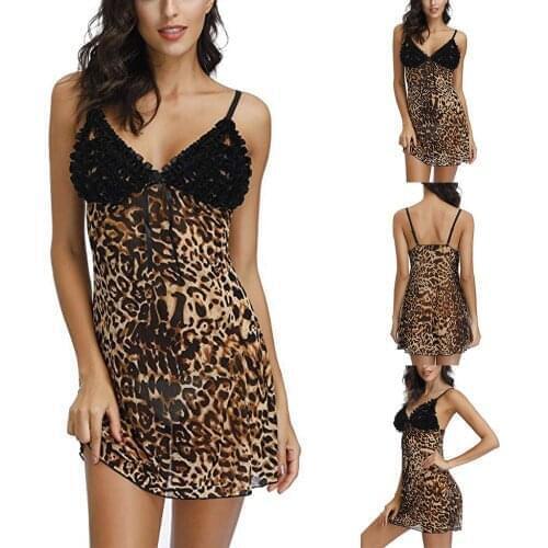 Women Leopard Print Lingerie Sexy Camisole Braces Skirt Sexy Underwear sexy onesies combinaison femme пижама