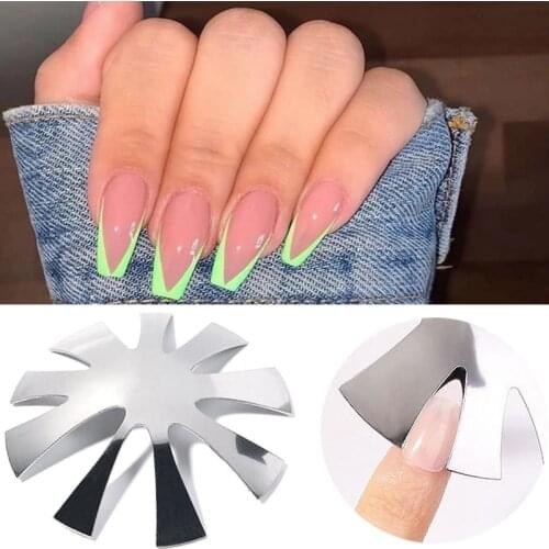 1pcs French Manicure Stainless Steel Template Model Polishing DIY Tools Crystal Nail Art Template