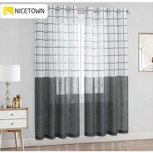 NICETOWN 1pc Lattice Sheer Curtains for Living Room Bedroom Window Office Decoration Modern Customize Cortina fashion voile