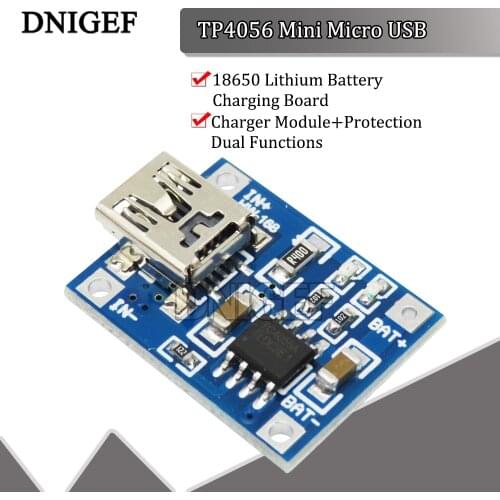 1PCS TP4056 Mini USB 5V 1A 18650 Lithium Battery Charger Board With Led Indicator 4.5~5.5V Over Charge Discharge Protection