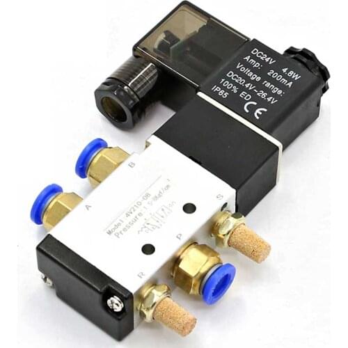 2 Position 5 Way pneumatic solenoid valve 4v210-08 Single Coil 12V 24V 110V 220V pneumatic control valve with fittings
