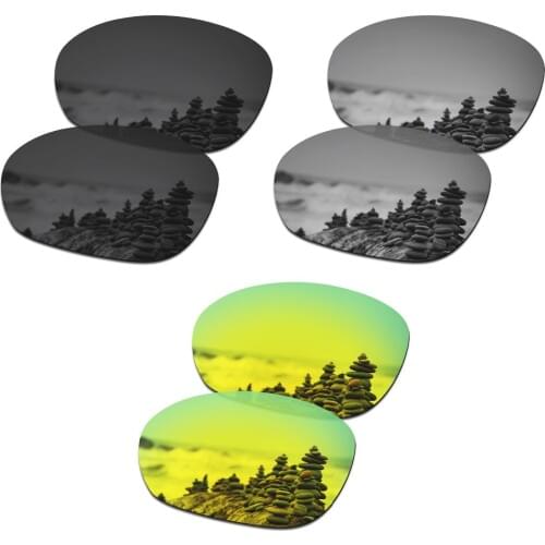 SmartVLT 3 Pairs Polarized Sunglasses Replacement Lenses for Oakley Pulse Stealth Black and Silver Titanium and 24K Gold