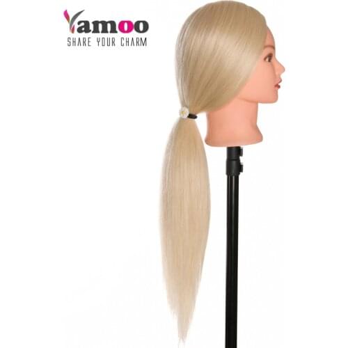 40 % Human Hair thick can be curled Training Head blonde For Salon Hairdressing Mannequin Dolls professional styling head