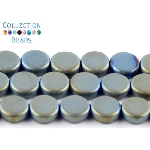 6-10mm Natural Stone Green Matte Dull Polish Hematite Flat Round Spacer Beads For Diy Jewelry Making Bracelets Accessories 15