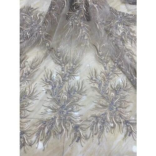Africa Lace Fabric Hot Sale Nigeria Tulle Mesh Lace With beads L-398685 High Quality Embroidery Fabric For Womens Party