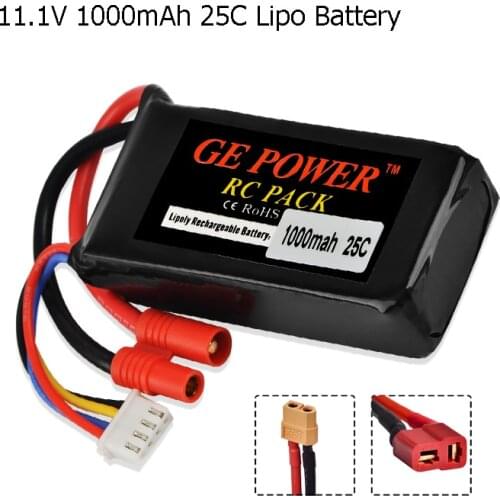 GE power 11.1v 1000mah 25C Li-po Battery With 3.5MM Banana Plug for Walkera Master CP RC Helicopter Spare Parts 3S RC Battery