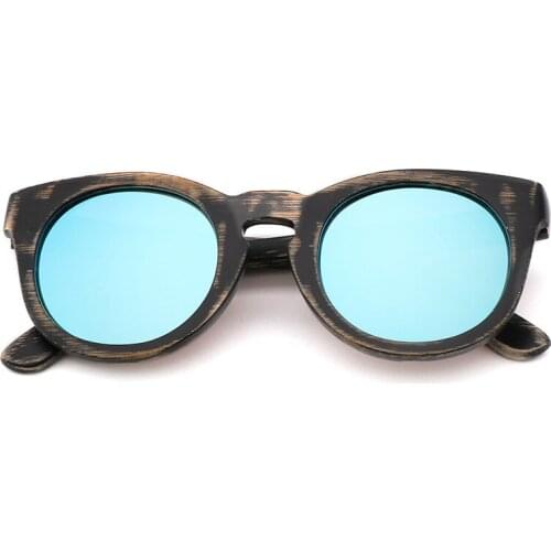 Kids Bamboo Round Sunglasses Wooden Polarized Sun glasses For Children UV400