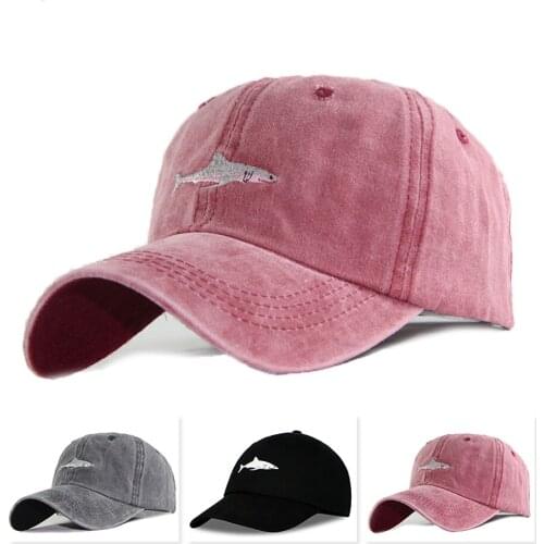 Shark pattern baseball cap womens spring and summer baseball cap mens and womens small fresh and fashionable solid color cap