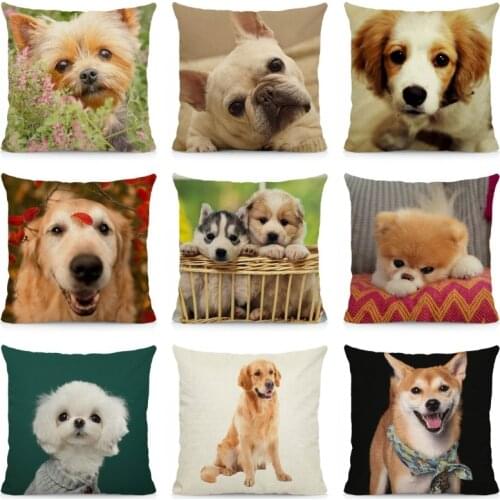 Cute Dog Pattern Cushion Cover Animal Print Home Decorative Pillow Case 45x45cm PQ01