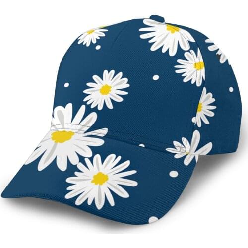 CINESSD 2020 Summer New Unisex Outdoor Sport Sunscreen Baseball Hat Running Visor Cap White Daisies And Circle