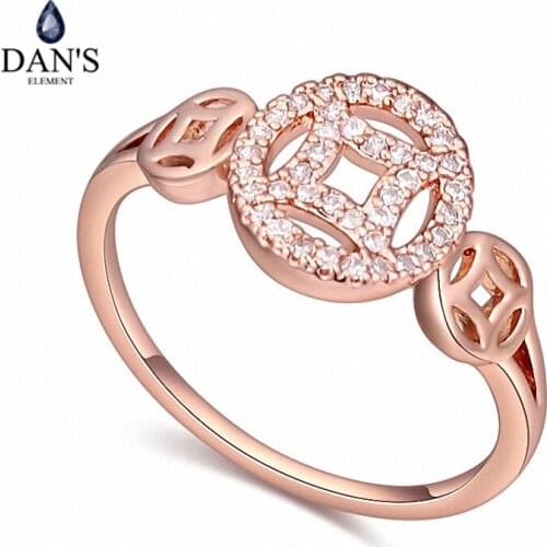 DANS Real Austrian Crystals Brand AAA Zirconia Micro Inlays Fashion Ring for women New Geometric 112716rose