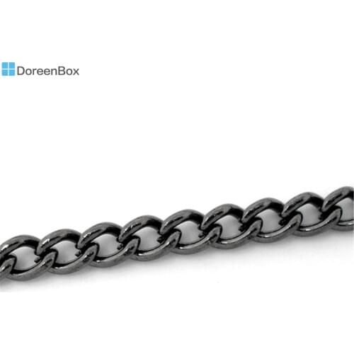 Doreen Box Lovely 10M Gunmetal Curb Chains Findings 4x3mm (B05744)