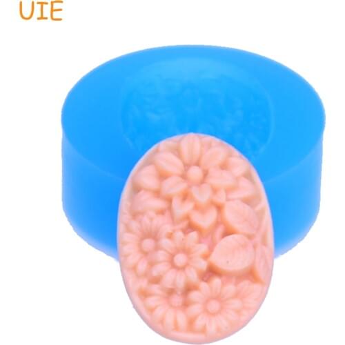HYL026U 24.1mm Oval Chrysanthemum Flower Cameo Silicone Mold - Sugarcraft, Fondant, Cabochon, Polymer Clay, Soap, Resin, Candy