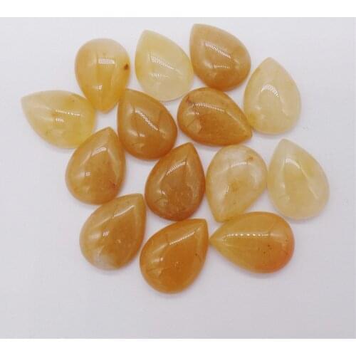 100Pcs 18x13x6mm Natural Yellow Aventurine Teardrop Cab Cabochon For DIY Jewelry Making Necklace Accessories Boutique Gift