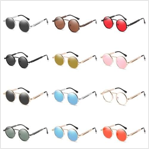Round Steampunk Sunglasses Brand Design Men Women Metal Punk Sun Glasses Vintage Sunglass Uv400 Shades Eyewear Gafas De Sol