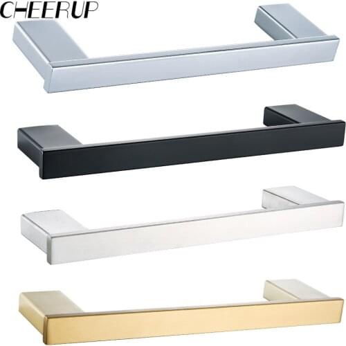 12 Inch Square Wall Mounted Towel Rack Single Rod 304 Stainless Steel Towel Bar Bathroom Hardware Kitchen Fixture