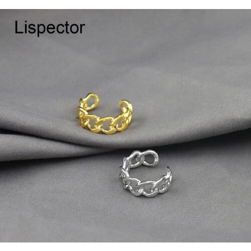 Lispector 925 Sterling Silver Retro Hip Hop Cuban Link Chain Rings for Women Vintage Simple Rock Punk Ring Unisex Jewelry Gifts