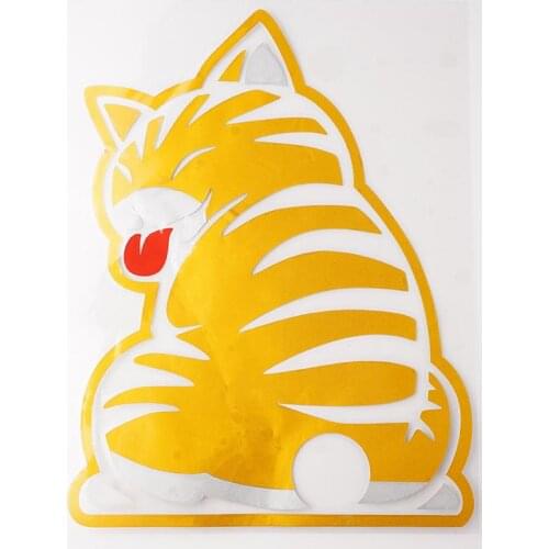 Cartoon Funny Wiper Cat Auto Sticker with Moving Tail Color Sticker Reflective Motorcycle Body Sticker Car Yellow Decal Cut B0F8
