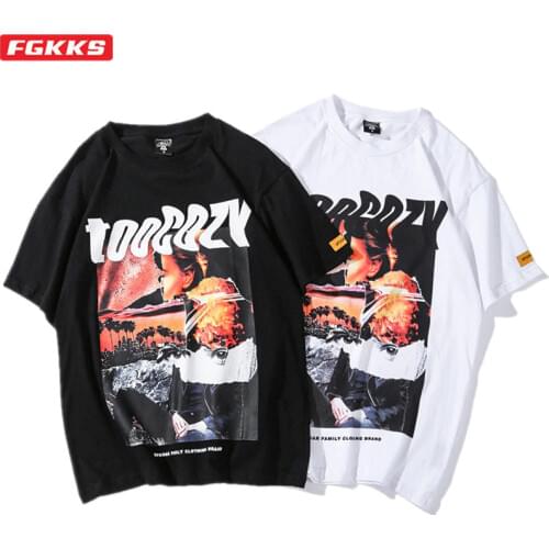 FGKKS Summer Men Fashion T Shirt Trend Brand Male Casual O-Neck Tee Shirts Tops Mens Print Wild Short Sleeve T-Shirts