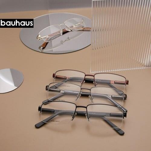 G1688 Men Retro Square Metal Half Frame Myopia Glasses For Women