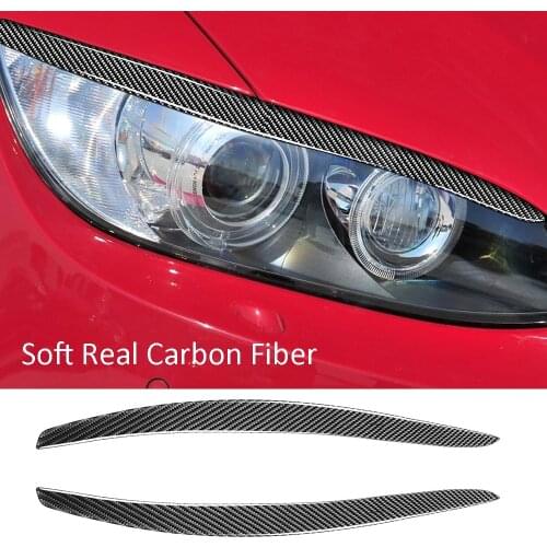 Soft Real Carbon fiber Headlight Eyelids Eyebrow Trim For BMW 2007-2012 E92 COUPE E93 2-Door