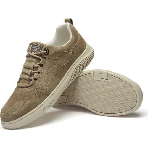 2021 Spring Autumn New Concise Style Leather Casual Shoes for Man Breathable Lace-up Flat Boat Shoes with Platform Waterproof