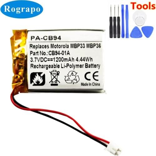 New MBP33 MBP36 Battery For Motorola Moto Sonic Play 100 Accumulator 1200mAh Li-Polymer Replacement Batterie 2-wire Plug +tools