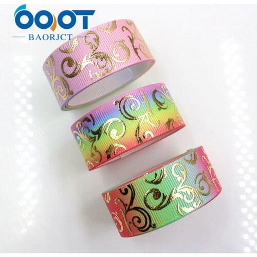 OOOT BAORJCT 1711111 22mm 10 yards Bronzing Ribbons Thermal transfer Printed grosgrain Wedding Accessories DIY handmade material