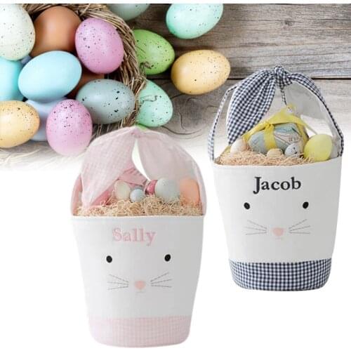 Easter Cute Cartoon Bunny Bucket Bow Children Candy Gift Basket Easter Eggs Hunt Basket B88