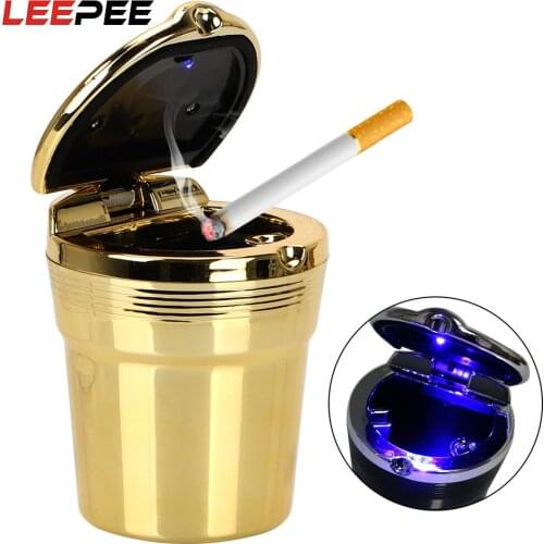 LEEPEE Car Ashtray with LED Blue Light Plastic Cigarette Smoking Cup Interior Accessories Ashtray Ash Holder Car Accessories