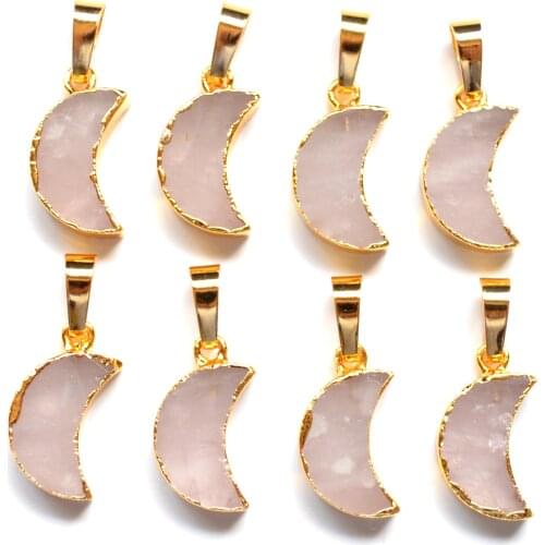 Nature small amethysts quartz moon shape crystal agates pendant ,purple crystal moon shape pendants