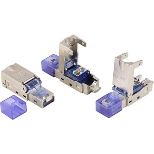 Tool-Free Shielded RJ45 Cat 7 / Cat6A Termination Plug Cat7 Plug / Cat7 Connector Cat6A Connectors Modular 22/23/24AWG