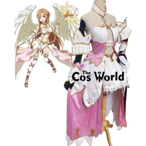 SAO Sword Art Online Healing Angel Yuuki Asuna Dress Outfit Anime Customize Cosplay Costumes