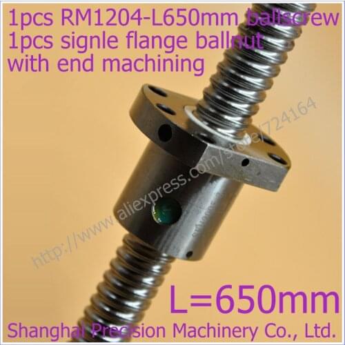 Ball screws 1204 -L 650mm-C7 Anti Backlash Rolled 1204 Ballscrew for CNC