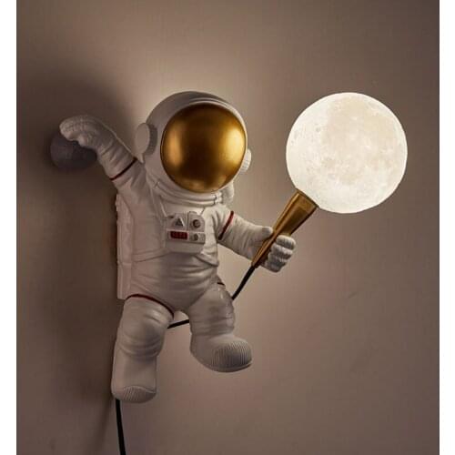 Nordic Luster Astronauts LED Wall Lamp for Bedroom Living Dining Study Children Room Entrance Hall Aisle Bedside Indoor Decor