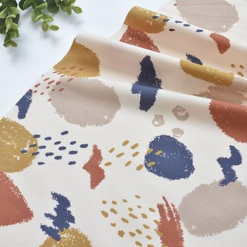 50*145cm Cotton Hand-painted Graffiti Printed Fabric Clothes Skirt Childrens Clothes Shirt Handmade DIY Fabric