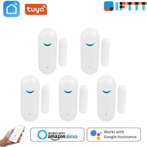 Tuya Smart WiFi Door Sensor Door Open Closed Alarm Detectors WiFi App Notification Google Home Alexa Power Saving Battery Work