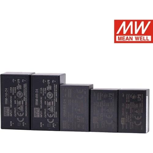 MEAN WELL IRM-01/02/03/05/10 PCB Pin Type Switching power supply ac to dc 3.3V 5V 9V12V 15V 24V smps Waterproof dustproof