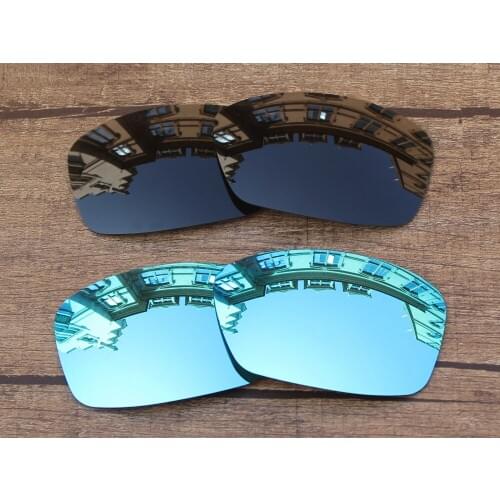 Vonxyz 2 Pairs Stealth Black & Ice Mirror Polarized Replacement Lenses for-Oakley Hijinx Frame