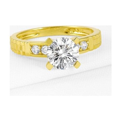 Advanced Customization 14K Solid Yellow Gold Rings Engagement 1.25 Ct Round Sona Simulated Diamond Wedding For Women