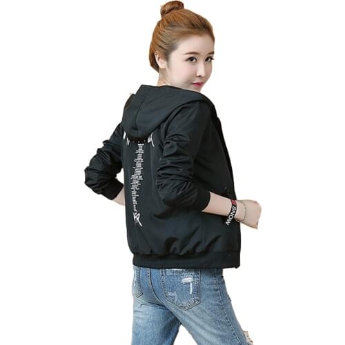 2020 Spring Autumn Women Jacket Causal Hooded Loose Windbreaker Female Basic Jackets Coats Sweater Zipper Lightweight Jackets