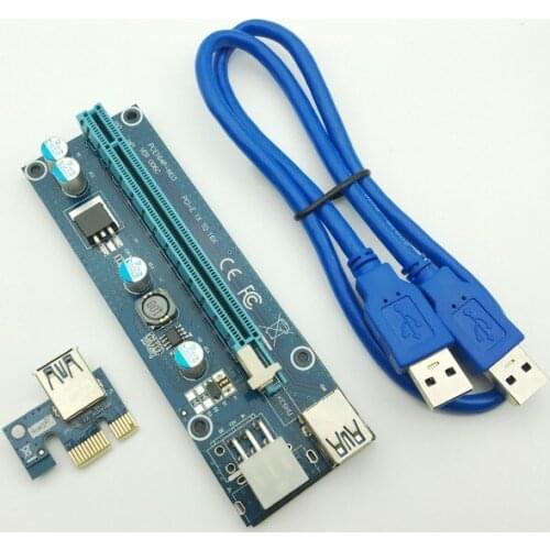 006C PCIe Riser Card PCI-E PCI Express 1x to 16x USB 3.0 Cable Adapter SATA to 6Pin IDE Molex 6 pin for Bitcoin Mining BTC Miner