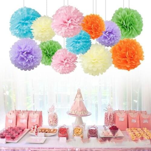 1pcs 10"(25cm) Tissue Paper Pom Poms DIY Creative Paper Flower Balls For Birthday Wedding Home Decorations Craft Paper Flower